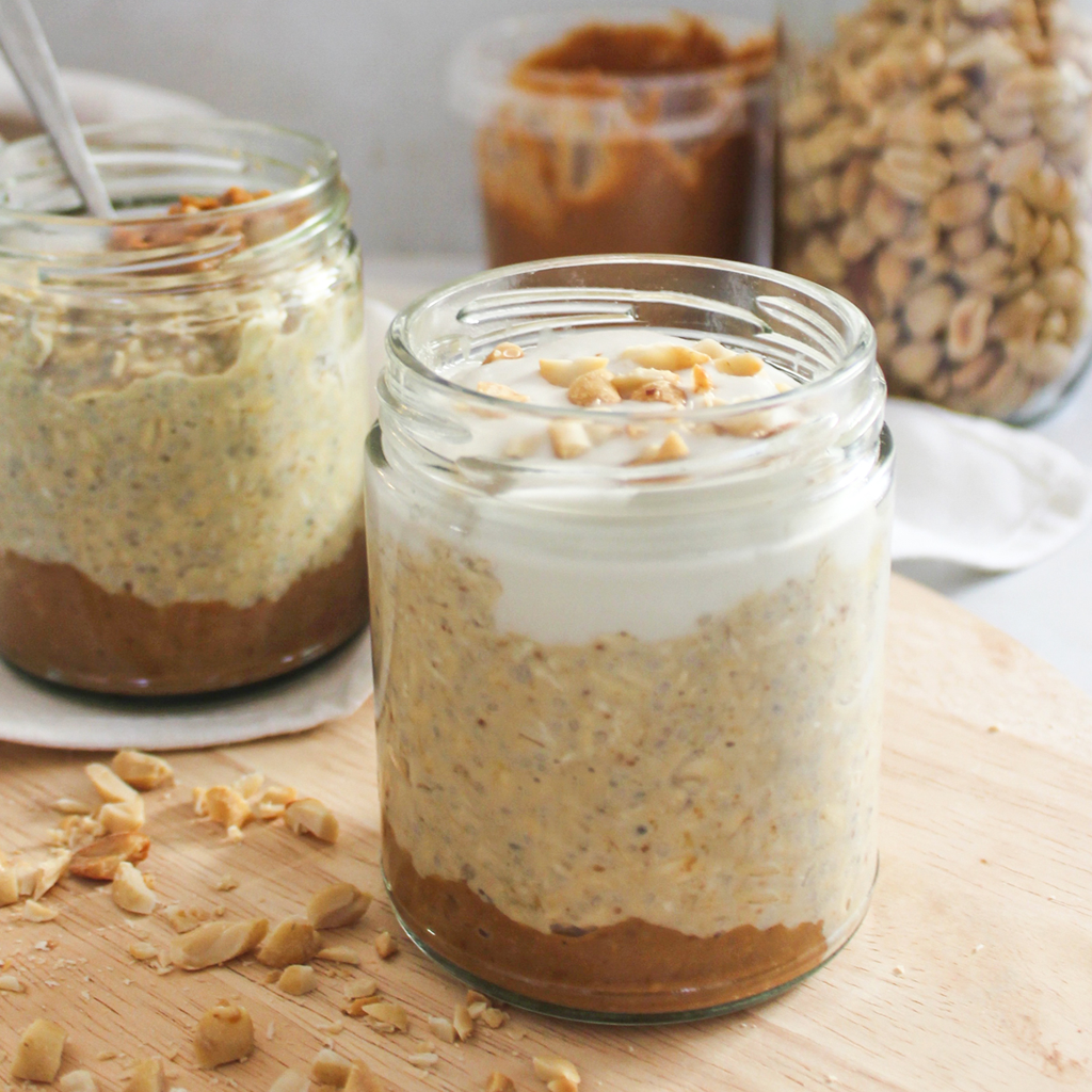 Peanut butter & yogurt overnight oat jars Luvele AU