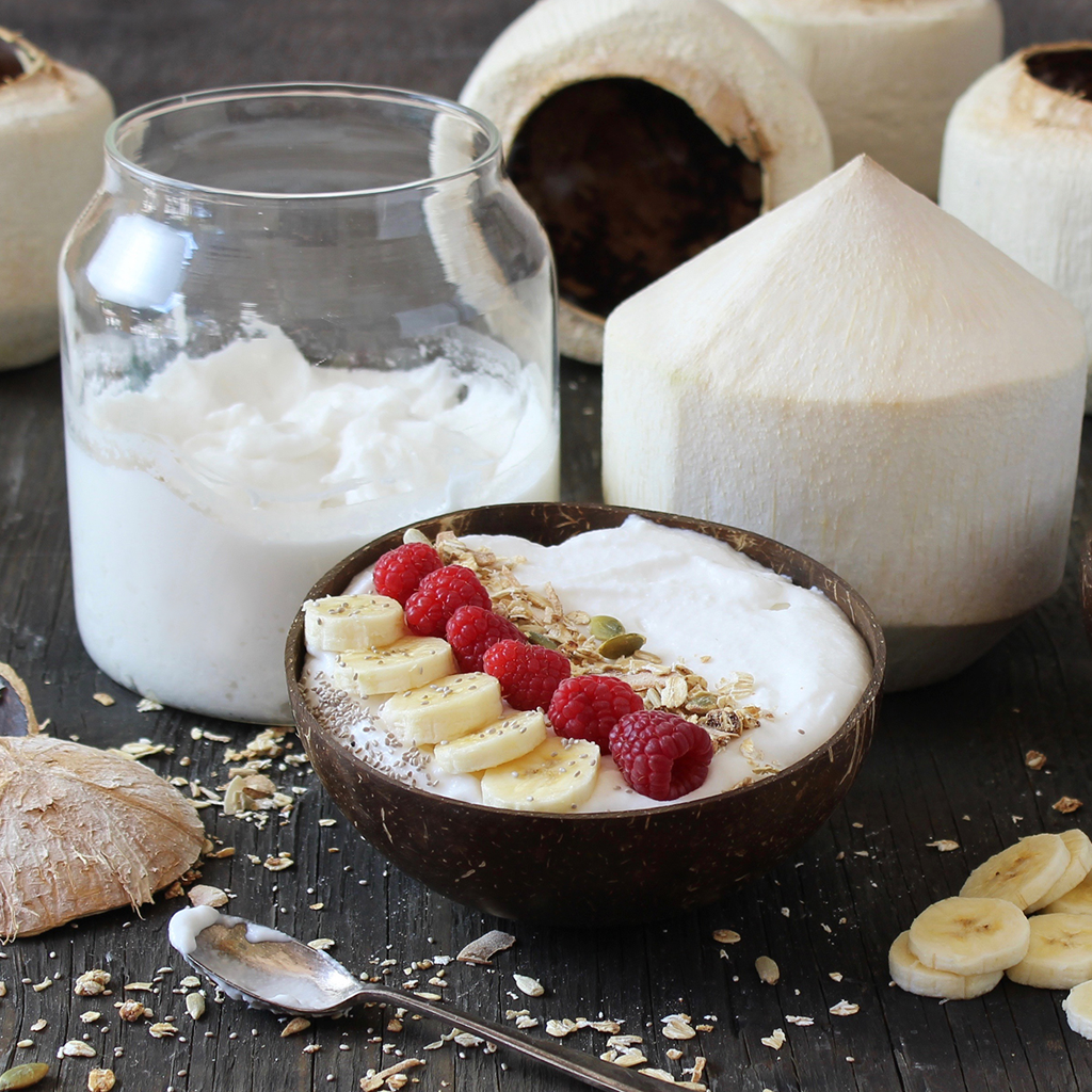 Coconut yogurt made from young drinking coconuts