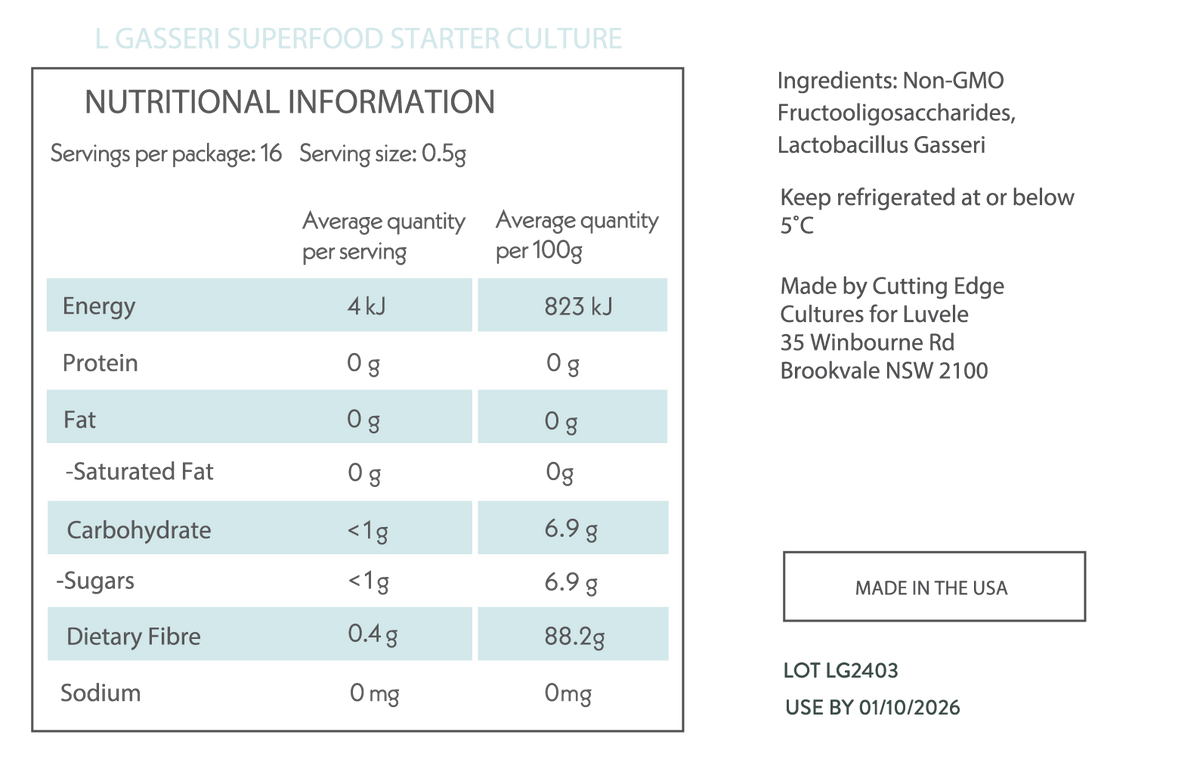 L Gasseri Superfood Starter Culture