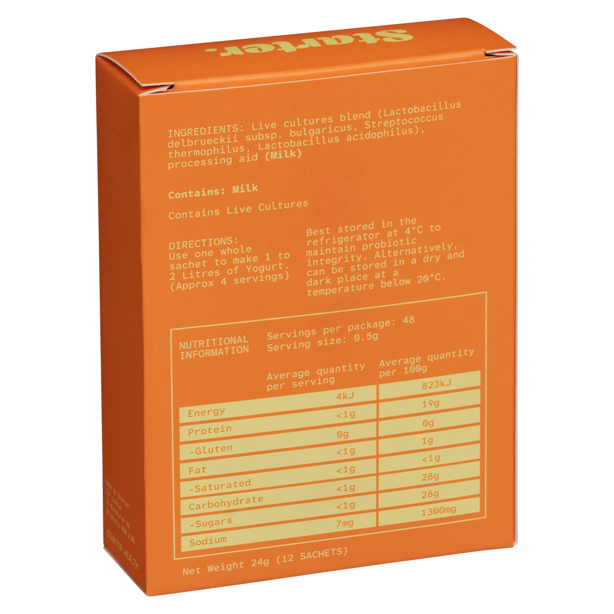 Traditional Yogurt Starter Culture - Includes Acidophilus - 12 sachets
