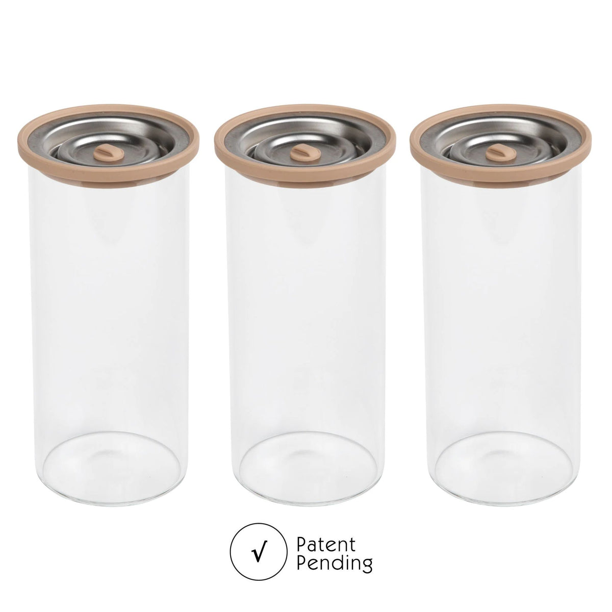 Luvele Tall Glass Vacuum Container set of Three 1200ml