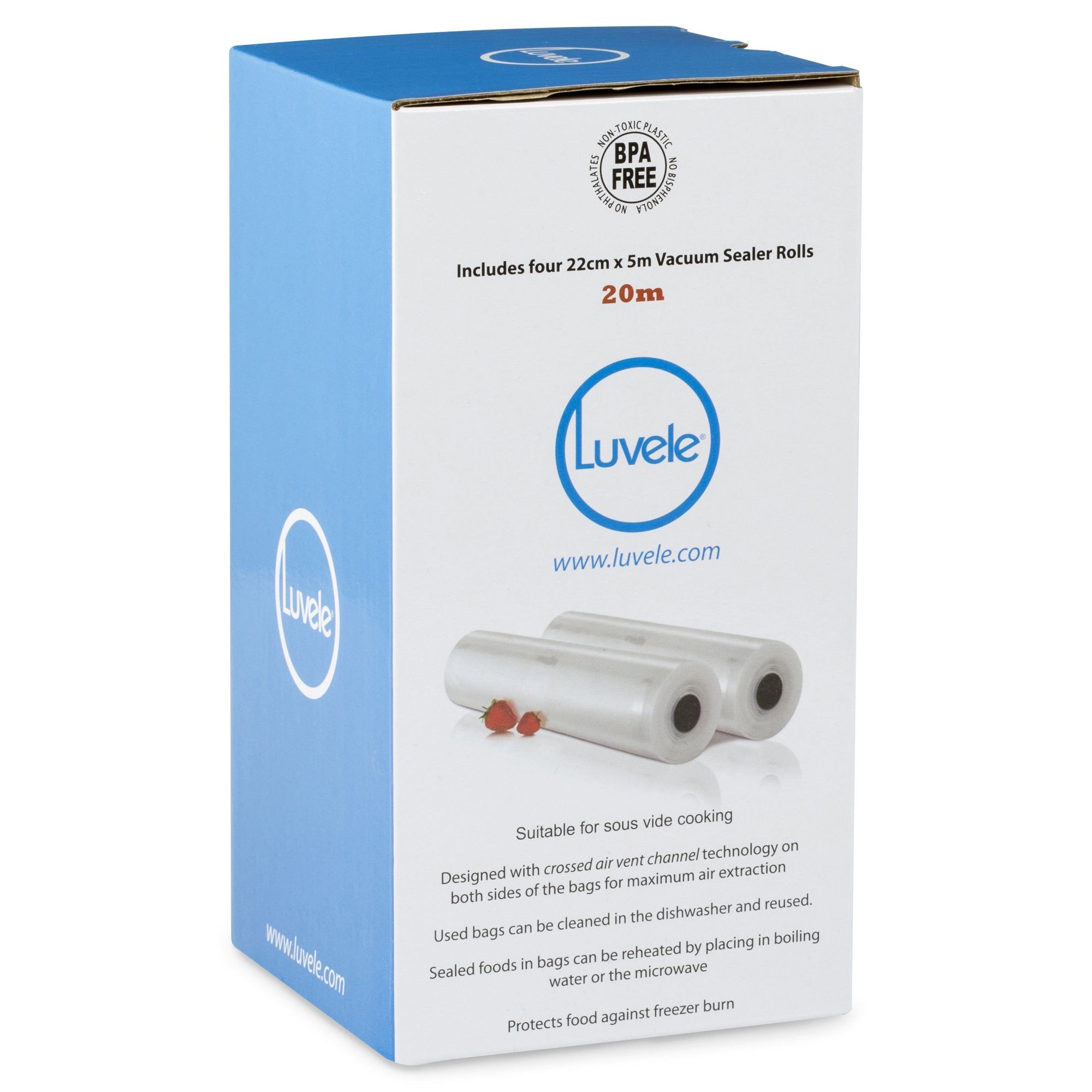 Luvele Vacuum Sealer Bag Rolls | 22cm by 20m Sous Vide Bags